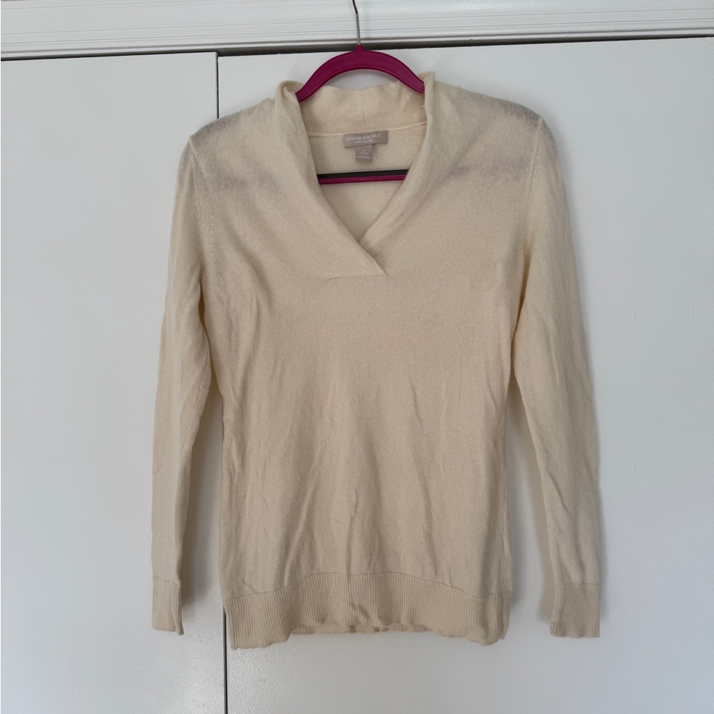 Banana Republic M Wool Cashmere Sweater IVORY (HAS FLAWS)